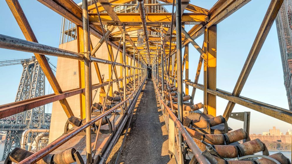 PHOTO: White sugar conveyor bridge, from finishing house to the top of bin structure.
