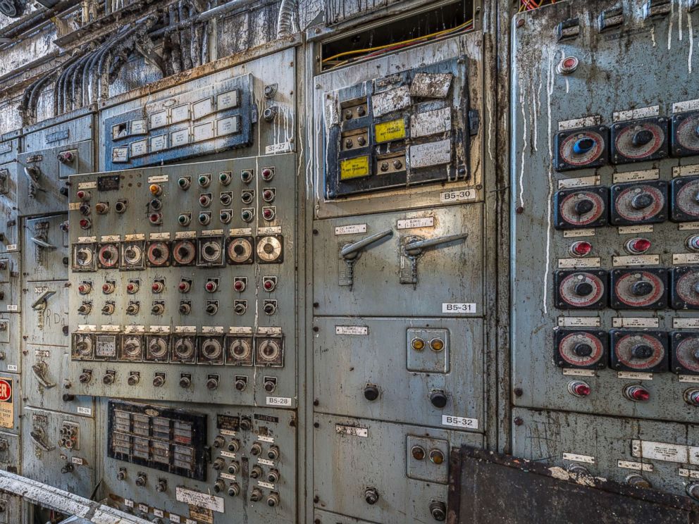 PHOTO: The bin distribution control panel and bin structure in the Domino Sugar Refinery in Williamsburg, N.Y.