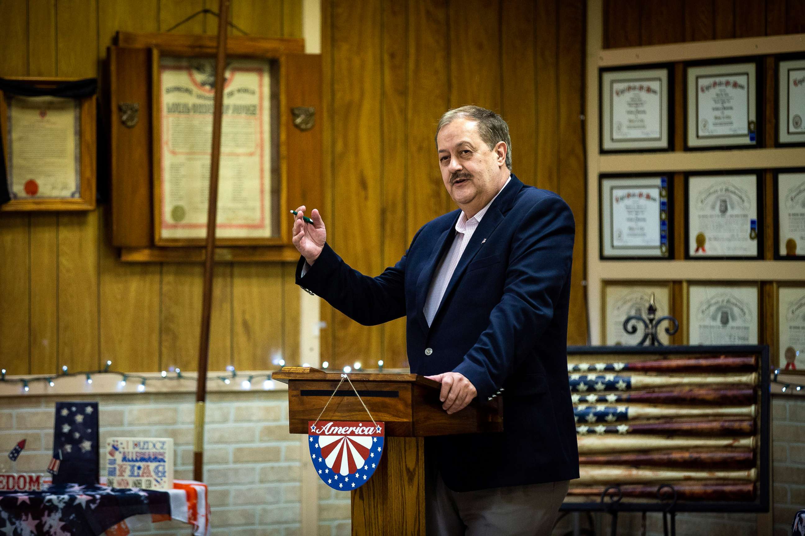 PHOTO: Don Blankenship, a former West Virginia coal mining executive and current Republican Senate candidate, campaigns in Keyser, W. Va., on April 20, 2018.