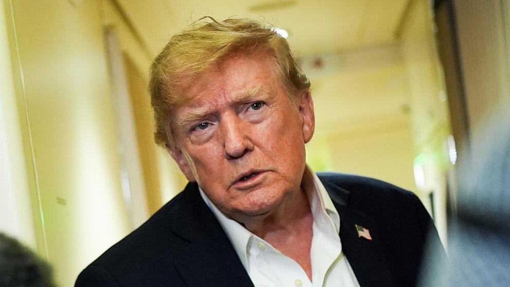 PHOTO: President Donald Trump speaks with reporters while in flight on Air Force One from Shannon, Ireland to Joint Base Andrews, Md., Sept. 13, 2026.