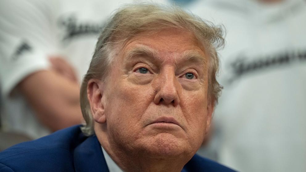 PHOTO: President Donald Trump speaks with the media during a meeting with members of the Juventus soccer club in the Oval Office of the White House in Washington, June 18, 2025.