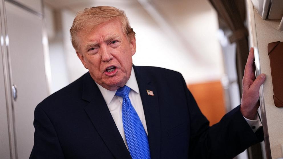 PHOTO: President Donald Trump speaks to the press aboard Air Force One, August 2, 2026.