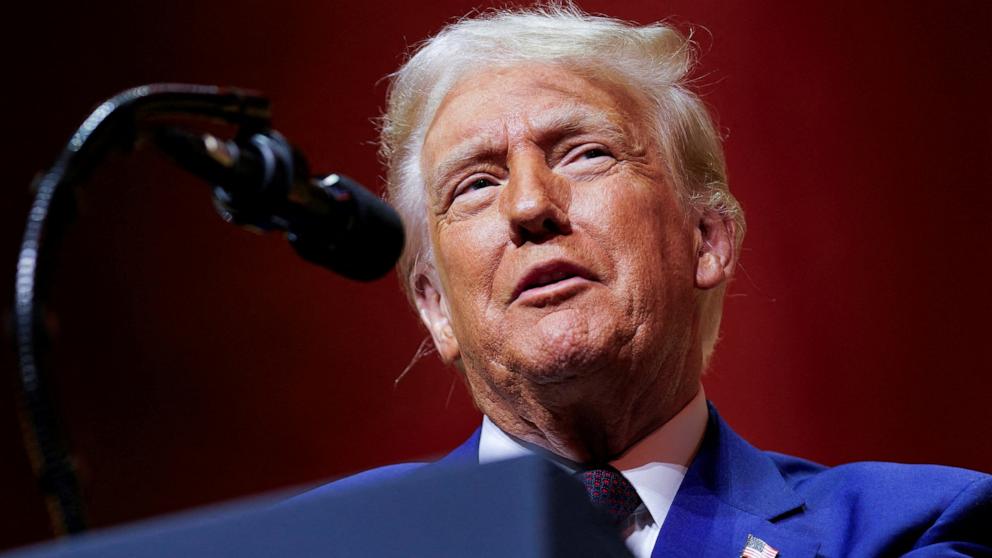 PHOTO: President Donald Trump addresses a Republican Governors Association dinner, at the National Building Museum in Washington, Feb. 20, 2025.