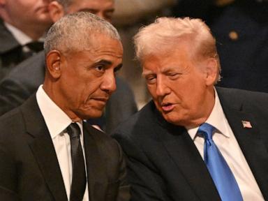 Trump talks with Barack Obama, shakes hands with Mike Pence during Carter funeral