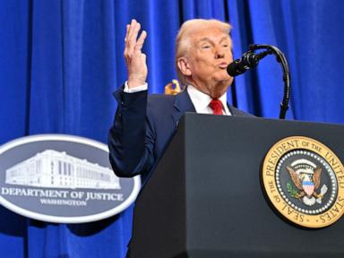 Trump, at Justice Department, decries 'weaponization' after prosecutions dismissed