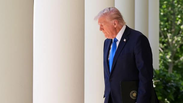 President Donald Trump arrives to speak during a National Day of Prayer event in the Rose Garden of the White House, May 1, 2025, in Washington.