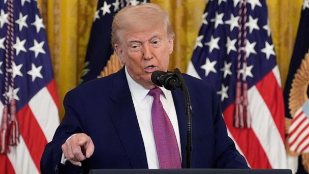 President Donald Trump speaks after signing a bill blocking California's rule banning the sale of new gas-powered cars by 2035, in the East Room of the White House, June 12, 2025, in Washington.