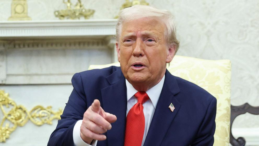 PHOTO: President Donald Trump meets with El Salvador President Nayib Bukele in the Oval Office at the White House in Washington, April 14, 2025.
