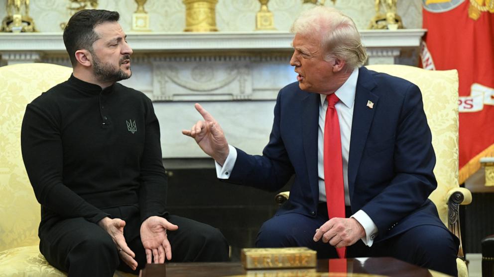 PHOTO: President Donald Trump meets with Ukraine President Volodymyr Zelenskyy in the Oval Office at the White House in Washington, Feb. 28, 2025.