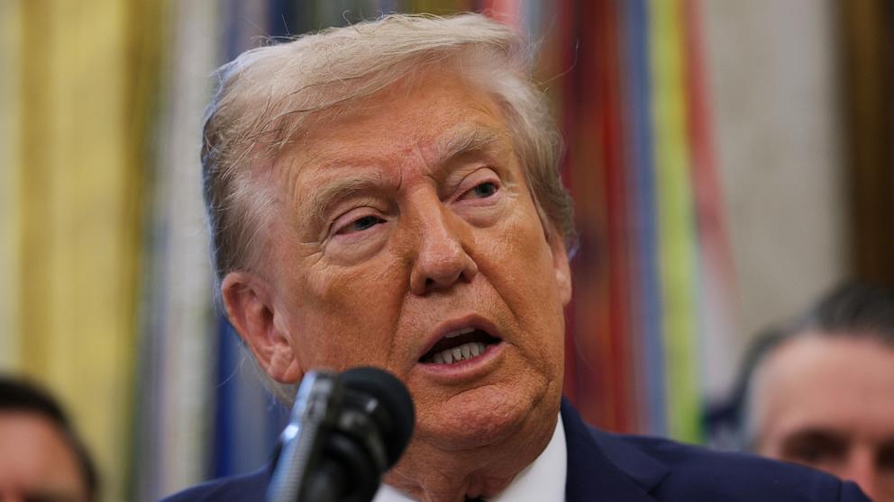 PHOTO: President Donald Trump speaks in the Oval Office of the White House in Washington, September 2, 2025.