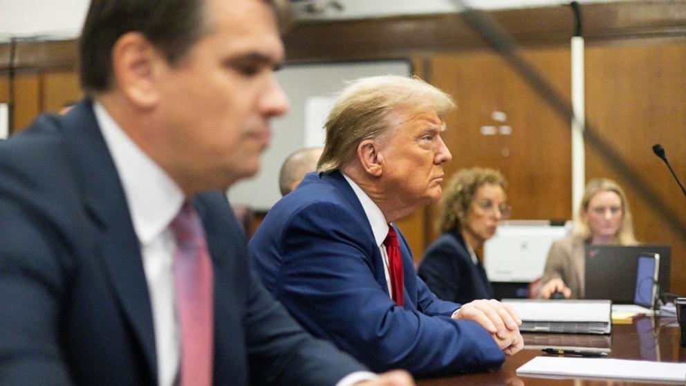 PHOTO: Former President Donald Trump awaits the start of proceedings at Manhattan criminal court, Apr. 30, 2024, in New York City.