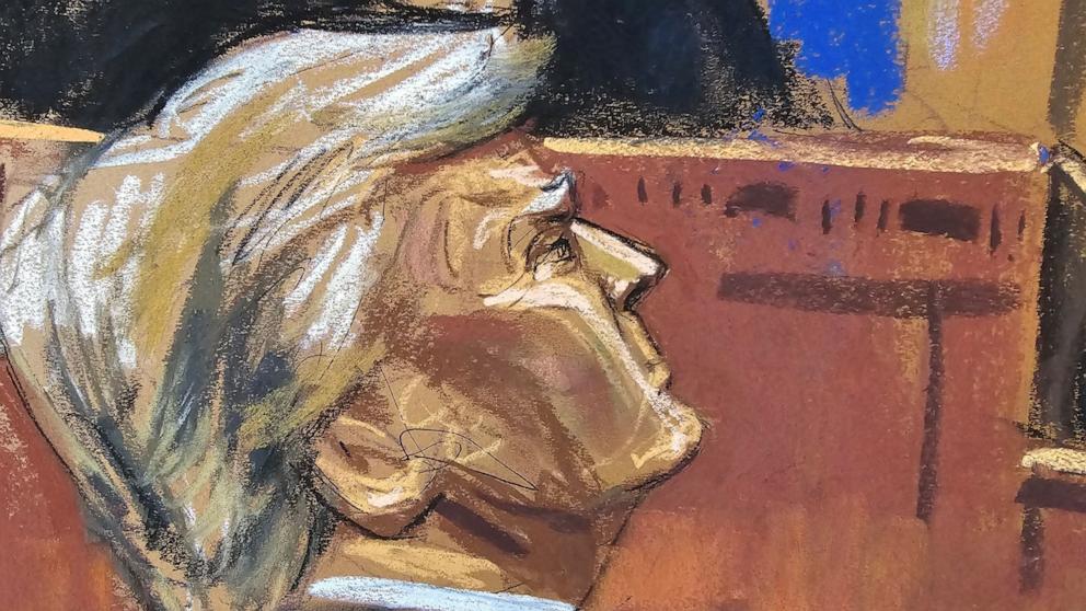 PHOTO: Former President Donald Trump watches during his criminal trial in Manhattan state court in New York City, Apri. 25, 2024, in this courtroom sketch.