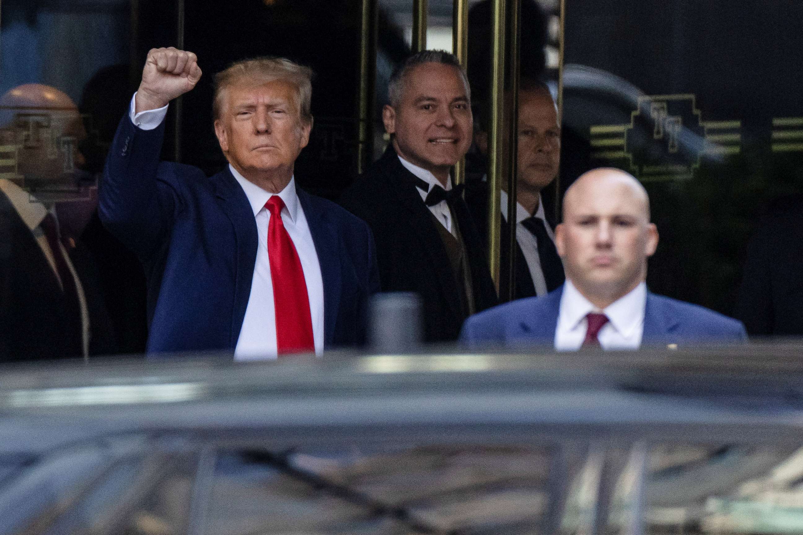 PHOTO: Former President Donald Trump departs from Trump Tower on the day of his court appearance in New York City, April 4, 2023.