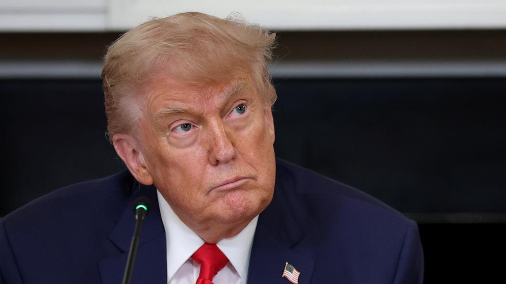PHOTO: President Donald Trump speaks during an Invest America Roundtable in the State Dining room, at the White House, in Washington, June 9, 2025.