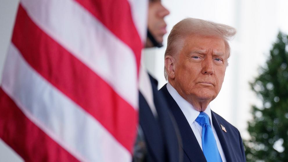 PHOTO: President Donald Trump waits for Jordan's King Abdullah at the White House in Washington, Feb. 11, 2025.
