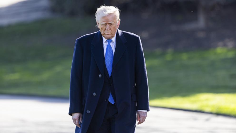 PHOTO: President Donald Trump departs for the weekend from the White House in Washington, Mar. 21, 2025.