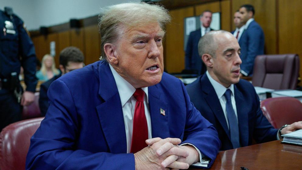 PHOTO: Former President Donald Trump awaits the start of proceedings at Manhattan criminal court, Apr. 30, 2024, in New York City.