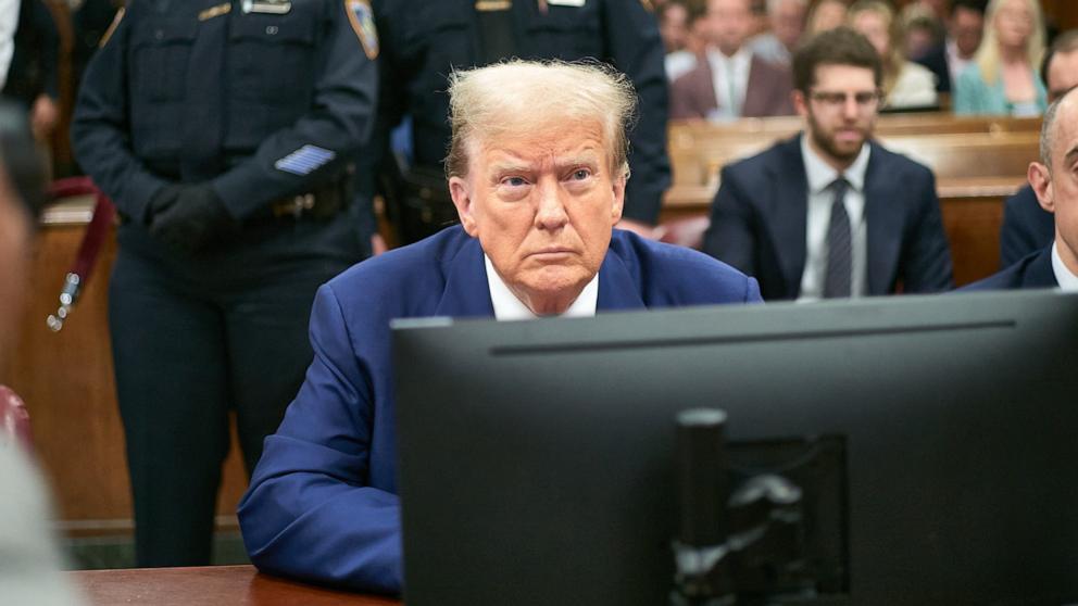 PHOTO: Former President Donald Trump awaits the start of proceedings at Manhattan criminal court, Apr. 30, 2024, in New York City.