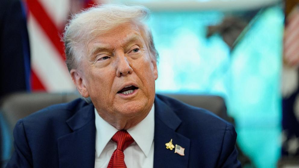 PHOTO: President Donald Trump delivers remarks during an event to sign executive orders, at the White House, in Washington, October 6, 2025. 