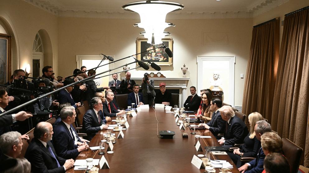 PHOTO: President Donald Trump holds a cabinet meeting at the White House, in Washington, Mar. 24, 2025.