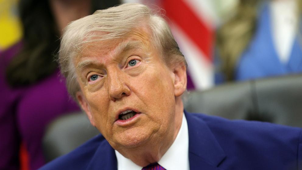PHOTO: President Donald Trump speaks at an event on maternal healthcare in the Oval Office of the White House, May 11, 2026 in Washington.