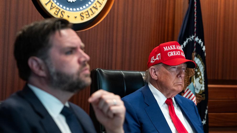 PHOTO: President Donald Trump and Vice Presiden JD Vance in the Situation Room, at the White House in Washington, June 21, 2025.