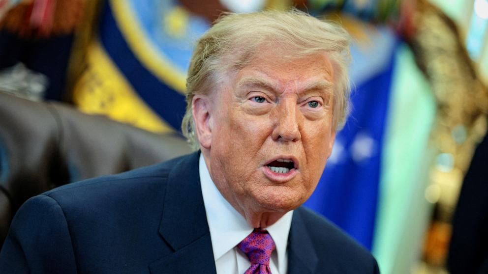 PHOTO: President Donald Trump speaks during an event in the Oval Office of the White House, August 27, 2026 in Washington.