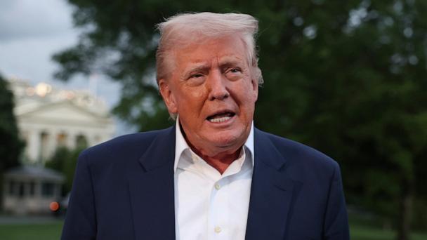 President Donald Trump speaks to reporters on the south lawn of the White House, May 4, 2025 in Washington.
