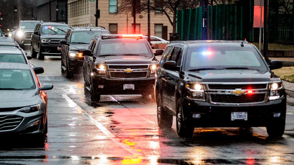 PHOTO: Former President Donald Trump's motorcade arrives to the E. Barrett Prettyman U.S. Courthouse on Jan.9, 2024 in Washington, DC.