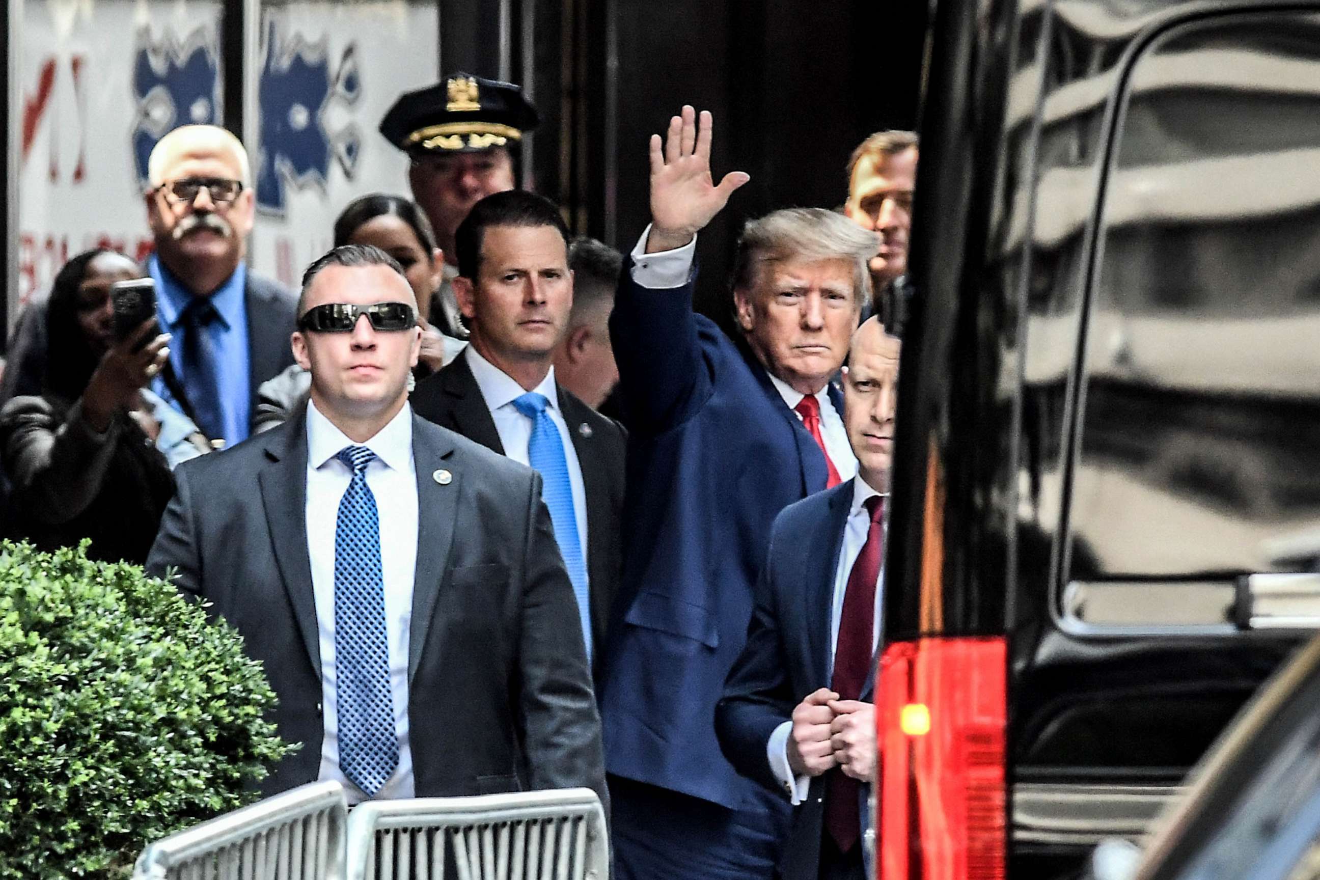 PHOTO: FILE - Former President Donald Trump departs from Trump Tower, April 14, 2023 in New York City.