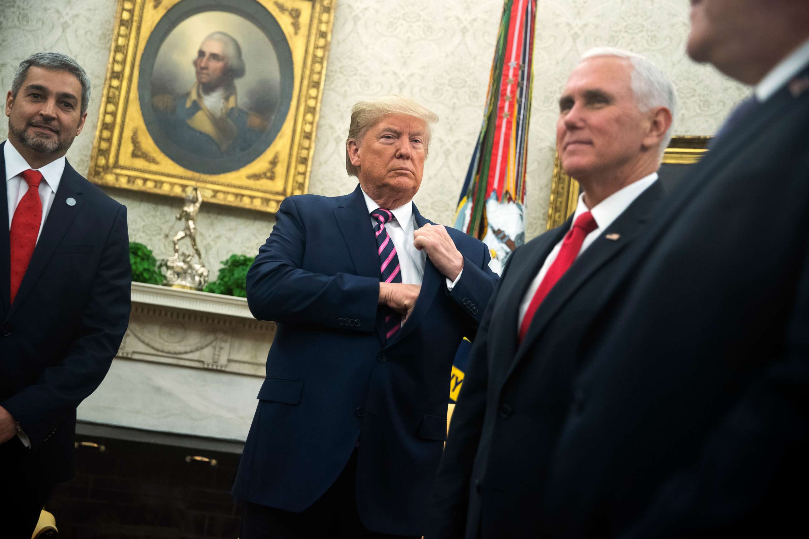 PHOTO: President Donald Trump meets with Paraguay's President Mario Abdo Benitez in the Oval Office of the White House, Dec. 13, 2019, in Washington.