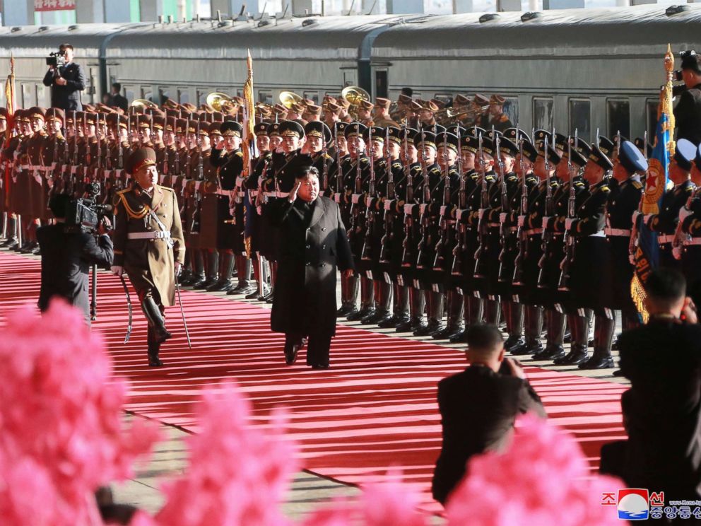 PHOTO: Kim Jong Un top leader of the Democratic Peoples Republic of Korea, attends a ceremony which saw him off at Pyongyang Railway Station in Pyongyang.