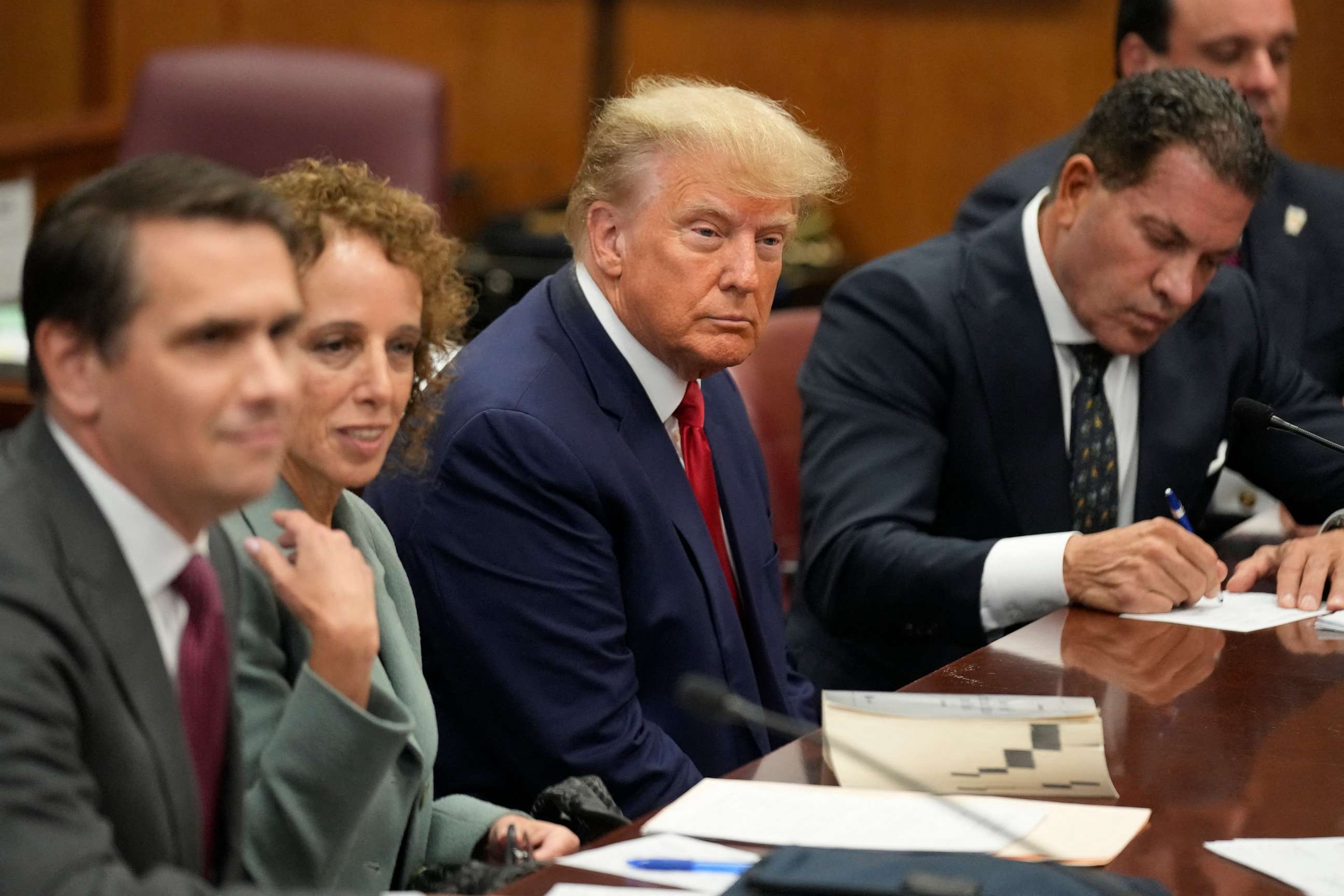 PHOTO: Former President Donald Trump appears in court for an arraignment on charges stemming from his indictment by a Manhattan grand jury following a probe into hush money paid to porn star Stormy Daniels, in New York City, Apr. 4, 2023.