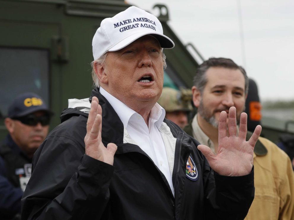 PHOTO: President Donald Trump speaks as he tours the U.S. border with Mexico at the Rio Grande on the southern border, Jan. 10, 2019, in McAllen, Texas.