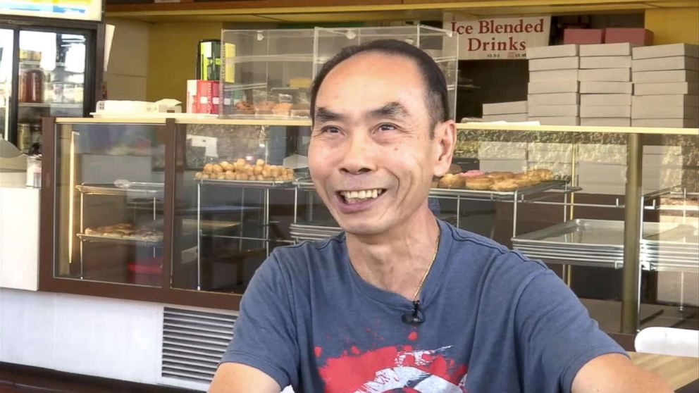 PHOTO: Donut shop owner John Chhan is grateful for the support of his customers in Seal Beach, Calif. When his wife, Stalla, fell ill, they bought up his daily supply so he could close shop and head home to take care of her.