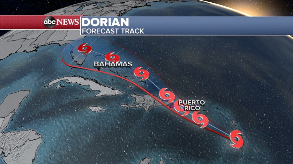 PHOTO: The forecast track for Tropical Storm Dorian. 