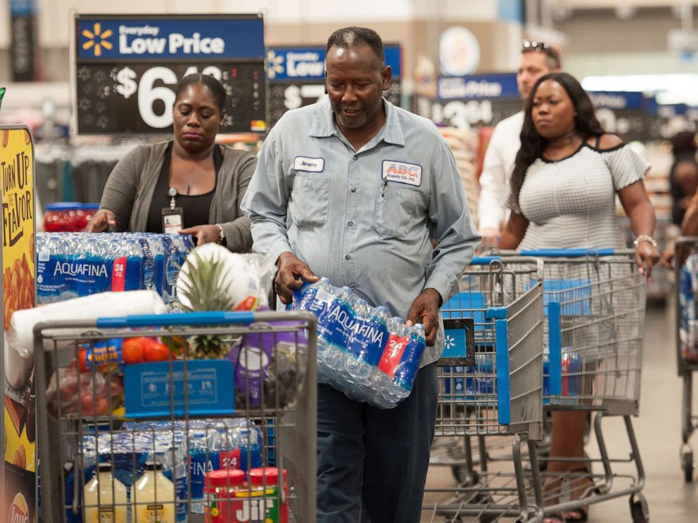 PHOTO: Florida residents stock up with groceries and water in preparation for Hurricane Dorian, in Fort Lauderdale, Fla., Aug. 28, 2019.