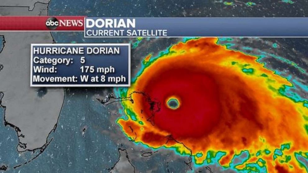 PHOTO: A satellite chart showing Hurricane Dorian, September 1, 2019.