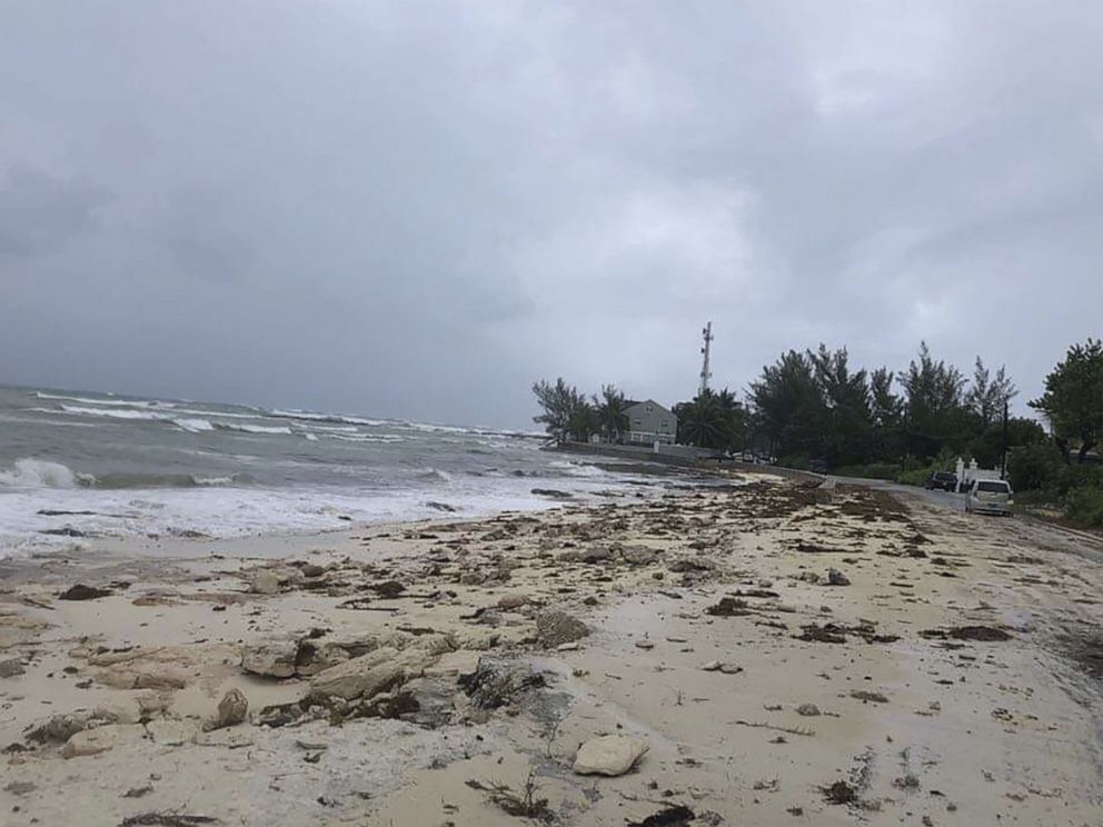 PHOTO: Ocean waves are seen on the beach during the approach of Hurricane Dorian, Sept. 1, 2019, in Nassau, Bahamas.