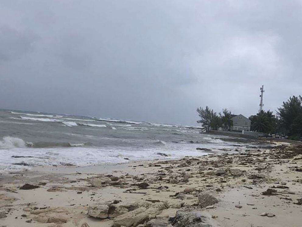 PHOTO: Ocean waves are seen on the beach during the approach of Hurricane Dorian, Sept. 1, 2019, in Nassau, Bahamas. 