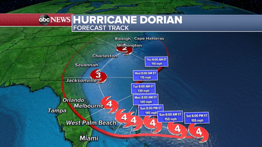 Hurricane Dorian Strengthens And Shifts Now Expected To Hit The Carolinas Live Updates Abc News 