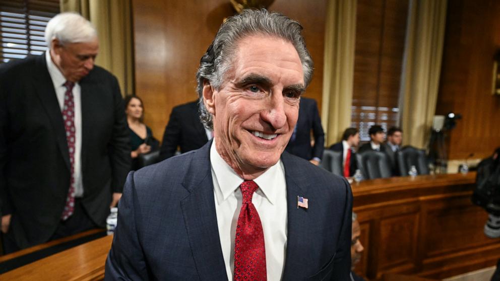 PHOTO: Former North Dakota Governor Doug Burgum arrives for a Senate Energy and Natural Resources Committee hearing on his nomination to be Secretary of the Interior, on Capitol Hill in Washington, Jan. 16, 2025.
