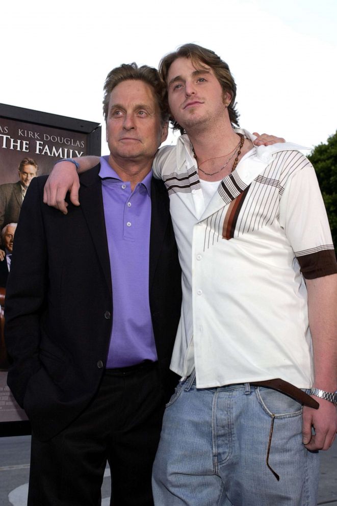 PHOTO: Michael Douglas & Cameron Douglas attend the premiere of "It Runs In The Family" in Westwood, Calif., April 07, 2003.