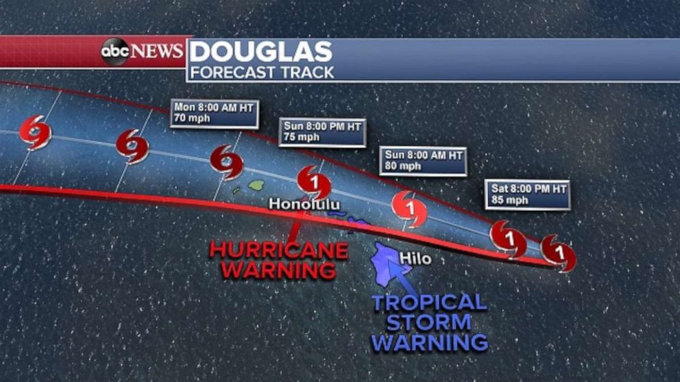 PHOTO: Hurricane Douglas is expected to bring heavy rain and rough surf to the Hawaiian Islands over the next two days.