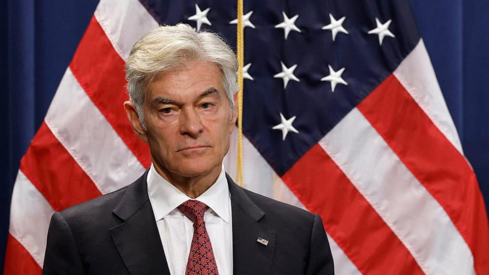 PHOTO: Administrator for the Centers for Medicare and Medicaid Services Mehmet Oz attends a press conference announcing the largest healthcare fraud case in history, at the U.S. Department of Justice on June 30, 2025 in Washington.