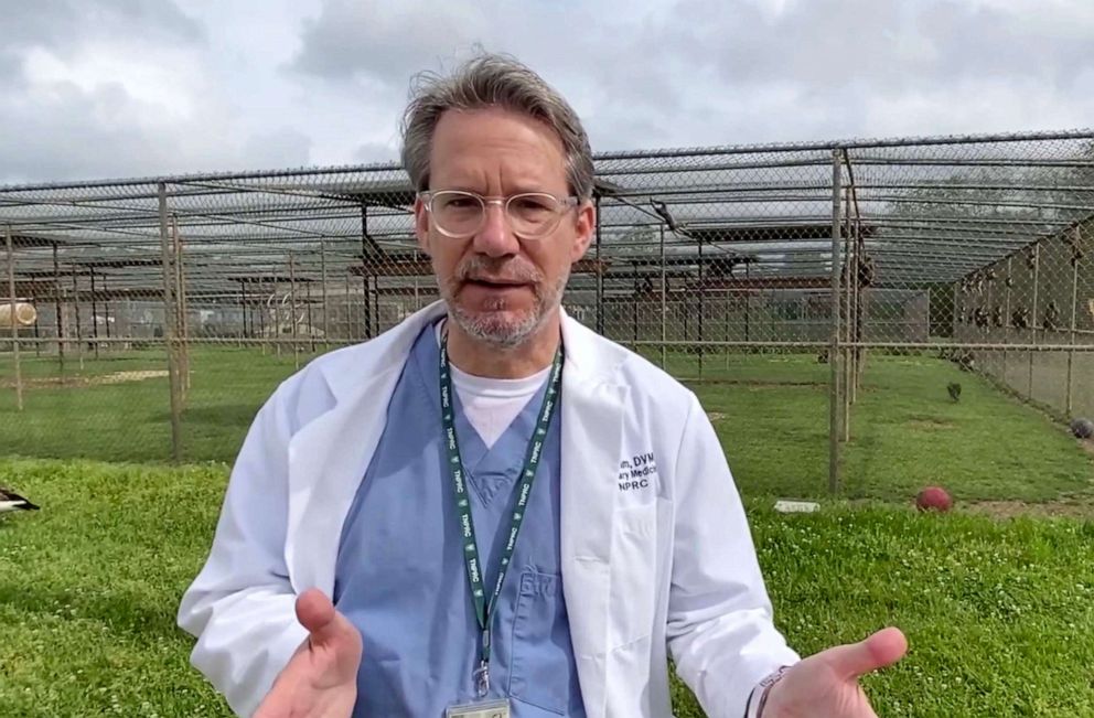 PHOTO: Dr. Rudolf "Skip" Bohm is the associate director of the Tulane National Primate Research Center, where they are studying the novel coronavirus in monkeys in hopes of finding a human vaccine.