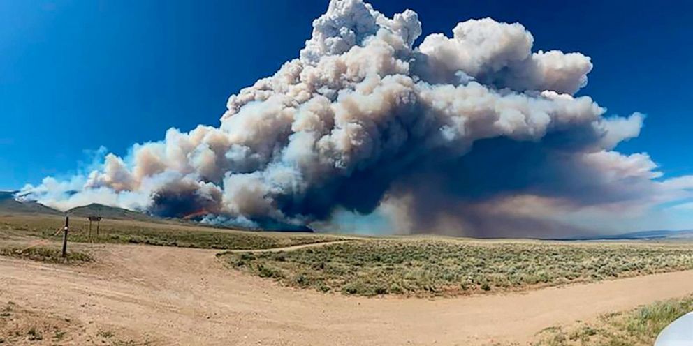 PHOTO: The Robertson Draw fire burns south of Red Lodge, Mont., June 15, 2021. The fire grew rapidly amid a heat wave and gusting winds.