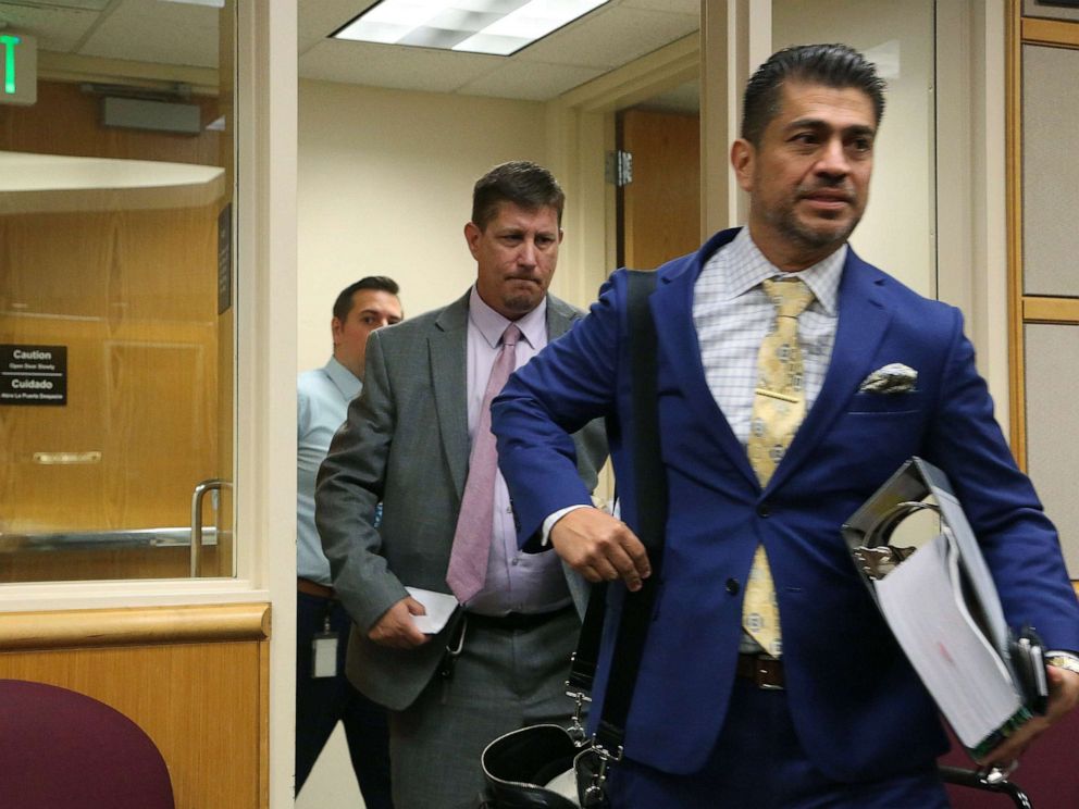 PHOTO: Michael Drejka, center, enters the courtroom, Aug. 22, 2019, in Pinellas County, Fla.