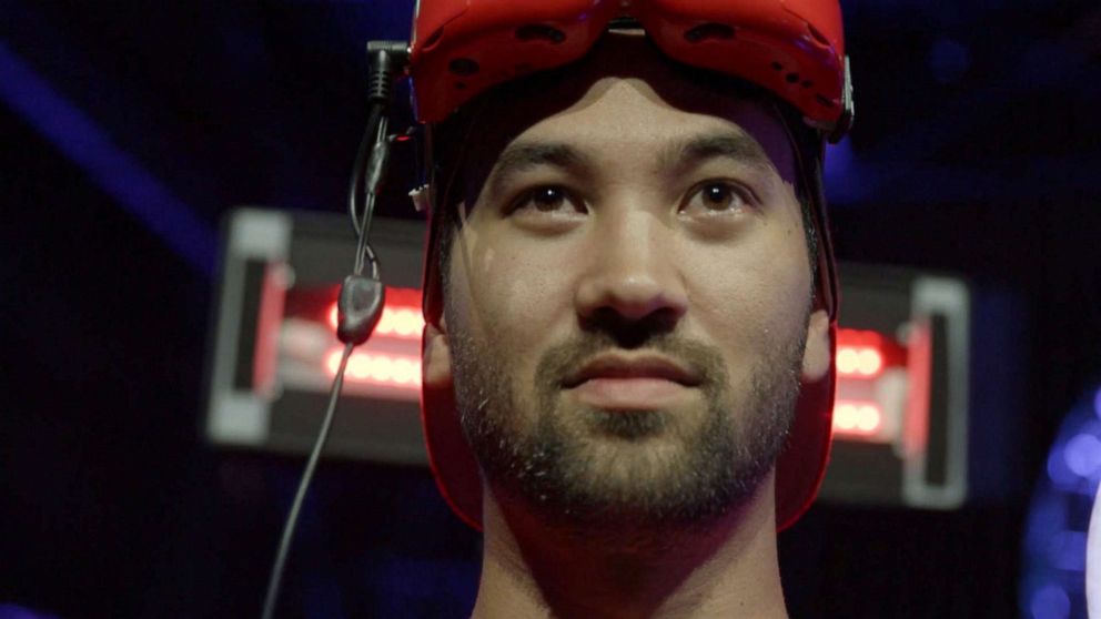 PHOTO: Professional DRL drone racer Jordan 'JET' Temkin mentally prepares to race his drone at speeds up to 80 miles per hour.