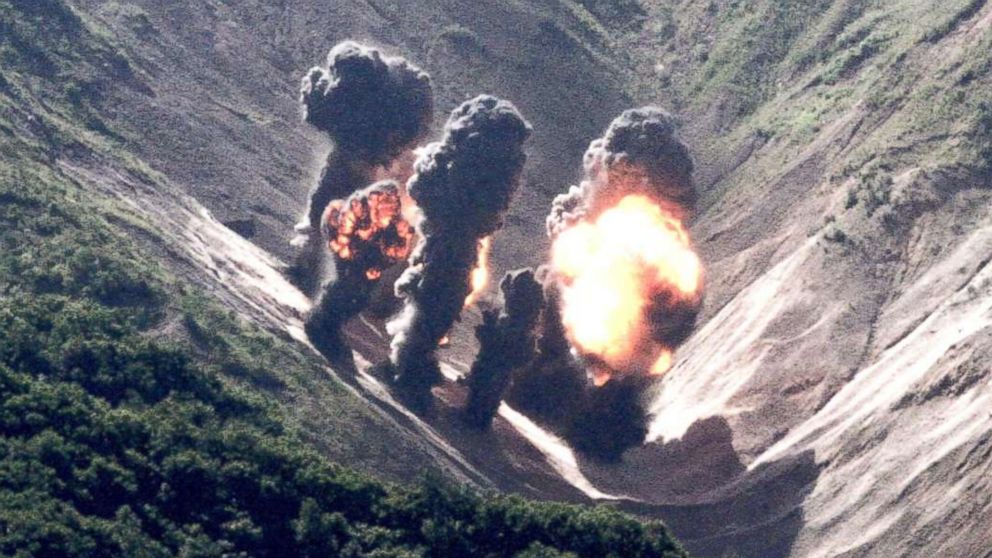 PHOTO: Munitions from a U.S. Air Force, U.S. Marine Corps and Republic of Korea Air Force bilateral mission explode at the Pilsung Range, South Korea. 